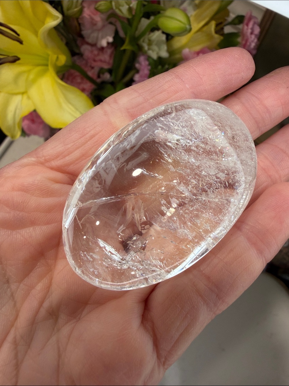 Clear Himalayan Quartz Crystal Palm Stone